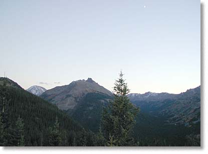 Evening moon over the mountains