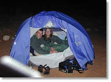 Yann Ropars and Kirsti Broadfoot in the tent