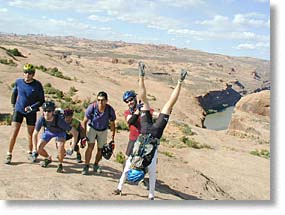 Slick Rock Trail Group Pic: Yann Ropars, Ludo Malot, Jason Bartell, Puneet Pasrich, John Hinrichs,
							Tom Dean, Raphael Bingert