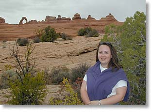 Penelope at delicate arch