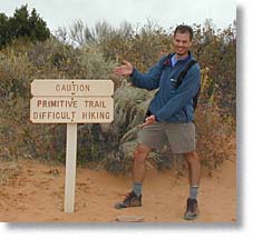Jason with Primitive Trail sign